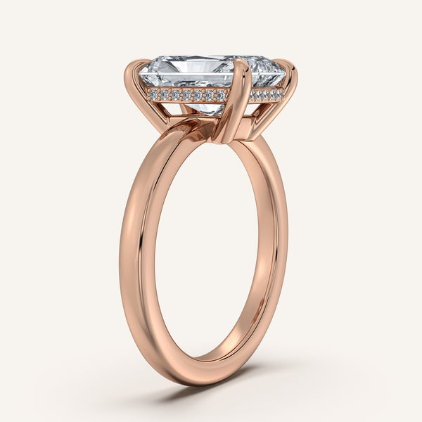 Radiant Cut Low Profile Hidden Halo Ring | 14k Rose Gold