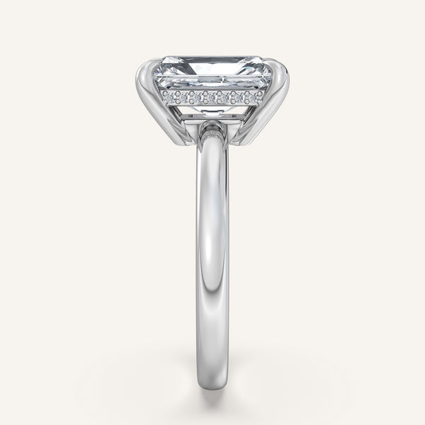 Radiant Cut Low Profile Hidden Halo Ring | Platinum