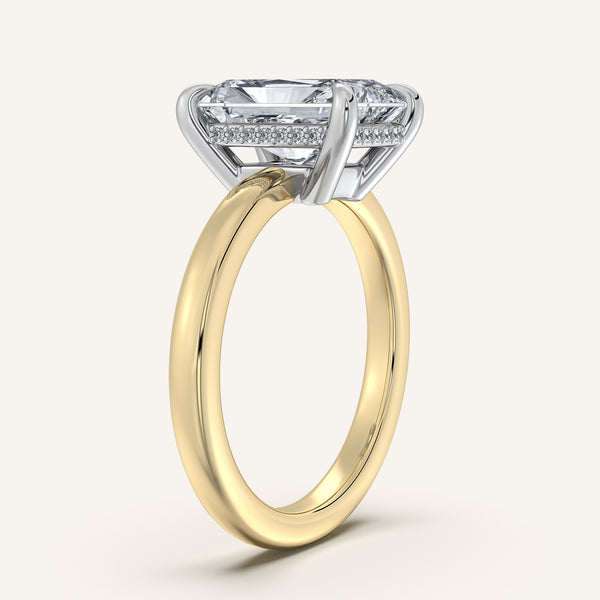 Radiant Cut Low Profile Hidden Halo Ring | 18k Two Tone Gold