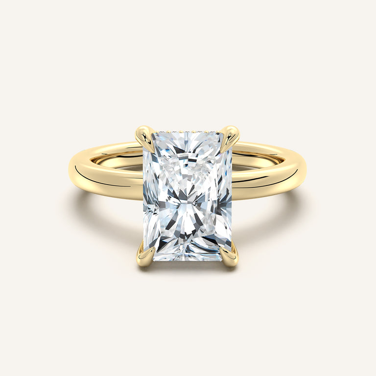 Image for Radiant Cut Low Profile Hidden Halo Ring | 18k Yellow Gold