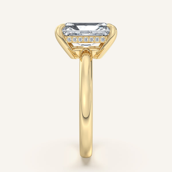 Radiant Cut Low Profile Hidden Halo Ring | 18k Yellow Gold