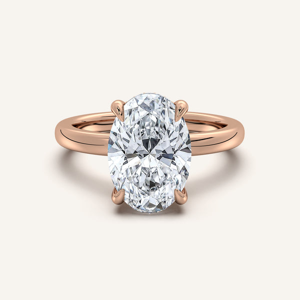 Oval Low Profile Hidden Halo Ring | 14k Rose Gold
