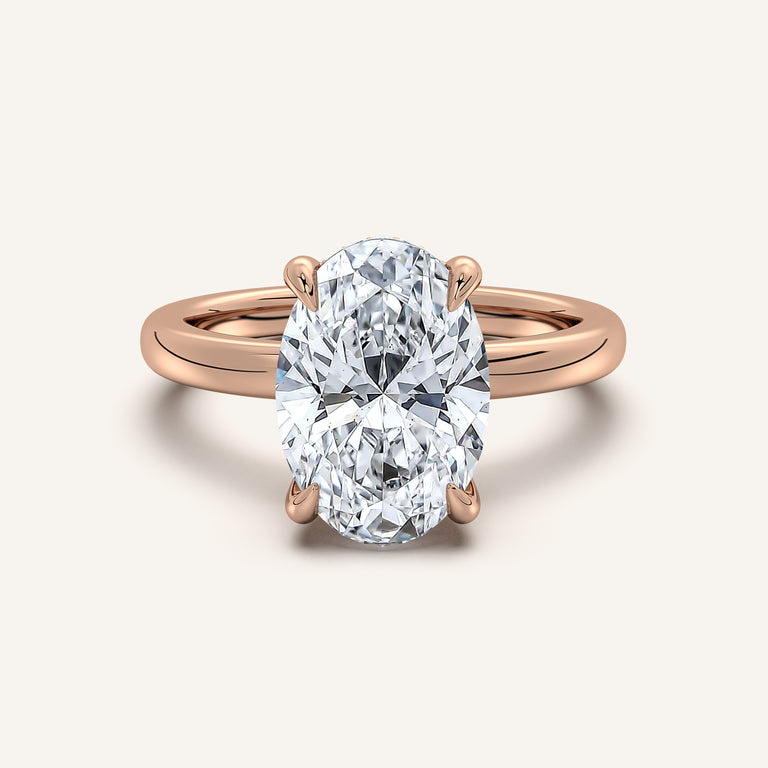 Image for Oval Low Profile Hidden Halo Ring | 14k Rose Gold