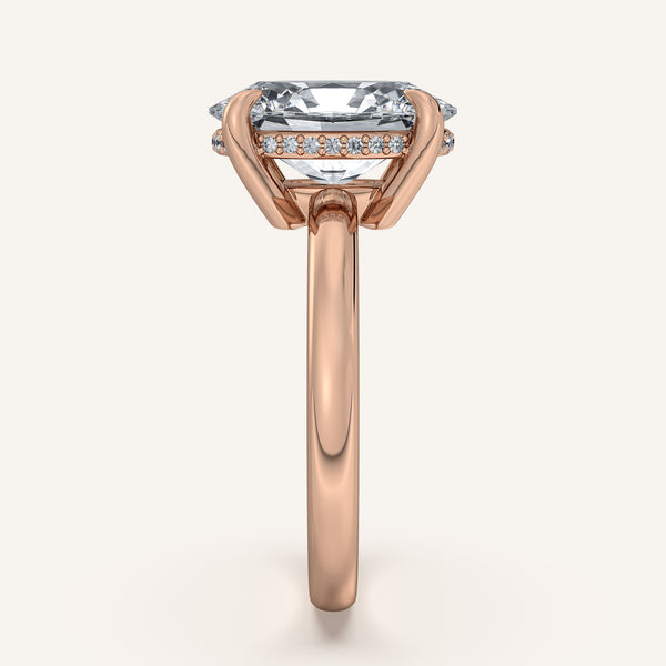 Oval Low Profile Hidden Halo Ring | 14k Rose Gold