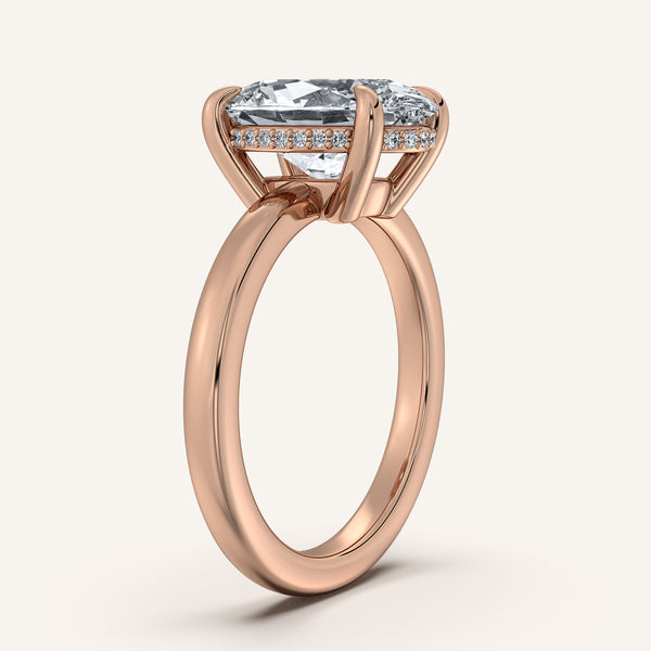Oval Low Profile Hidden Halo Ring | 14k Rose Gold