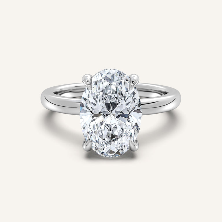 Image for Oval Low Profile Hidden Halo Ring | 14k White Gold