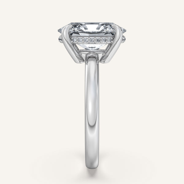 Oval Low Profile Hidden Halo Ring | 14k White Gold
