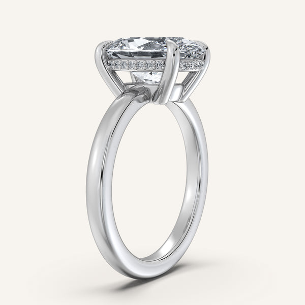 Oval Low Profile Hidden Halo Ring | 14k White Gold