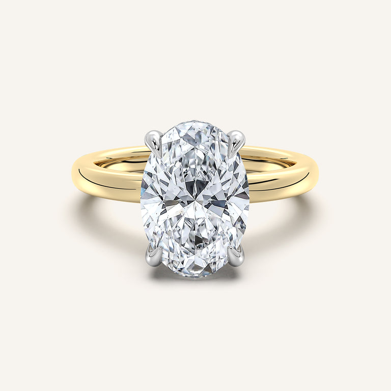 Image for Oval Low Profile Hidden Halo Ring | 14k Two Tone Gold