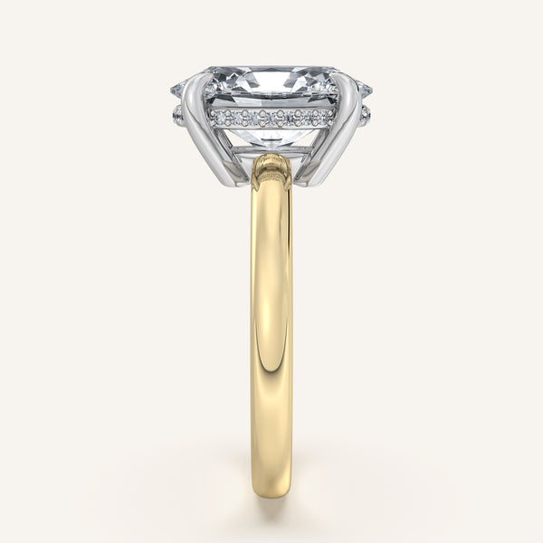 Oval Low Profile Hidden Halo Ring | 14k Two Tone Gold