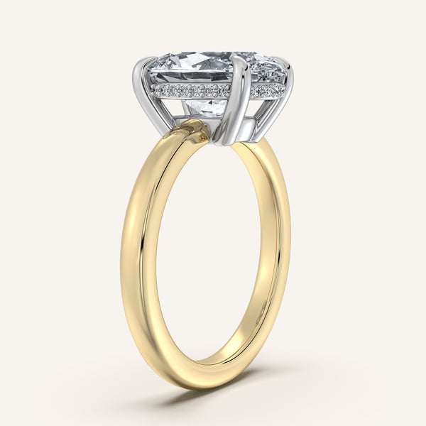 Oval Low Profile Hidden Halo Ring | 14k Two Tone Gold