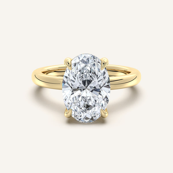 Oval Low Profile Hidden Halo Ring | 18k Yellow Gold
