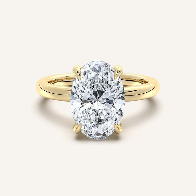 Image for Oval Low Profile Hidden Halo Ring | 14k Yellow Gold