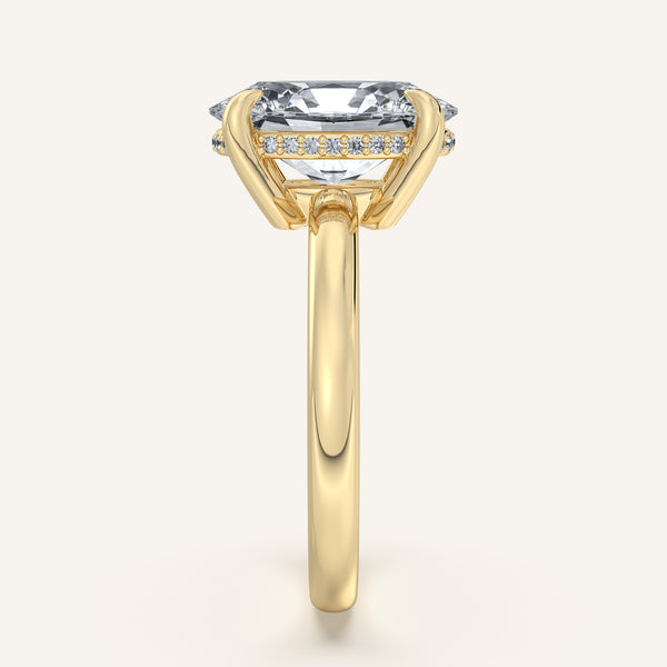 Oval Low Profile Hidden Halo Ring | 18k Yellow Gold