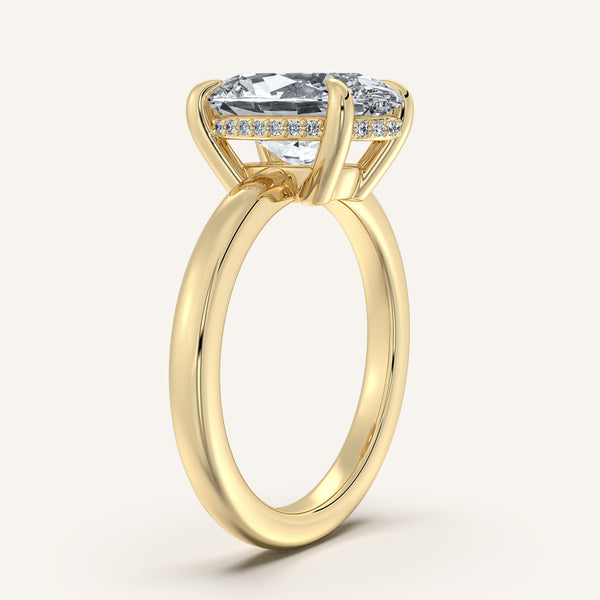 Oval Low Profile Hidden Halo Ring | 18k Yellow Gold