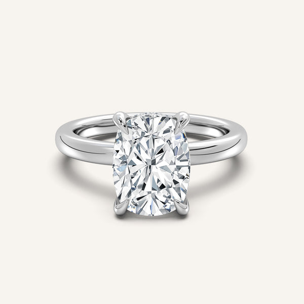 Cushion Cut Low Profile Hidden Halo Ring | Platinum
