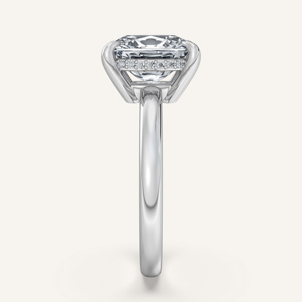 Cushion Cut Low Profile Hidden Halo Ring | Platinum
