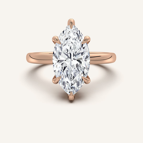 Marquise Low Profile Hidden Halo Ring | 14k Rose Gold