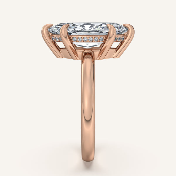 Marquise Low Profile Hidden Halo Ring | 18k Rose Gold