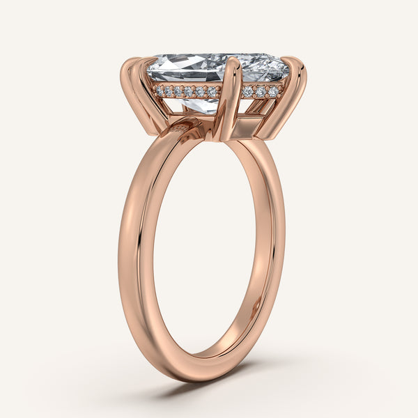 Marquise Low Profile Hidden Halo Ring | 18k Rose Gold