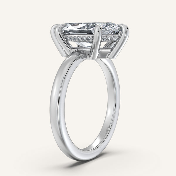 Marquise Low Profile Hidden Halo Ring | 18k White Gold