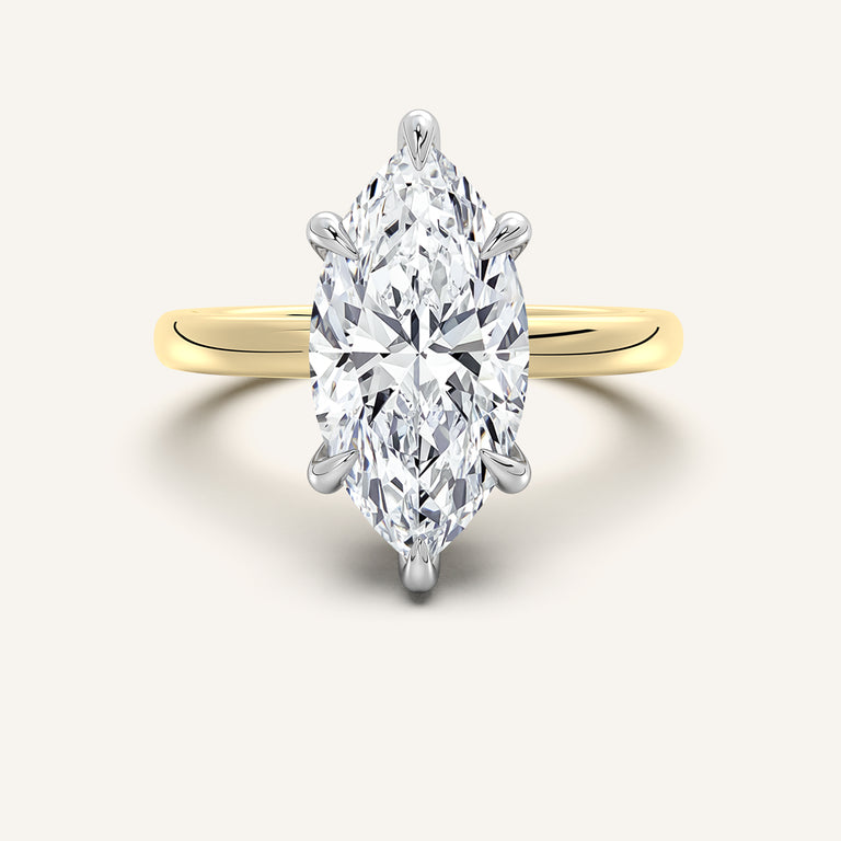 Image for Marquise Low Profile Hidden Halo Ring | 14k Two Tone Gold