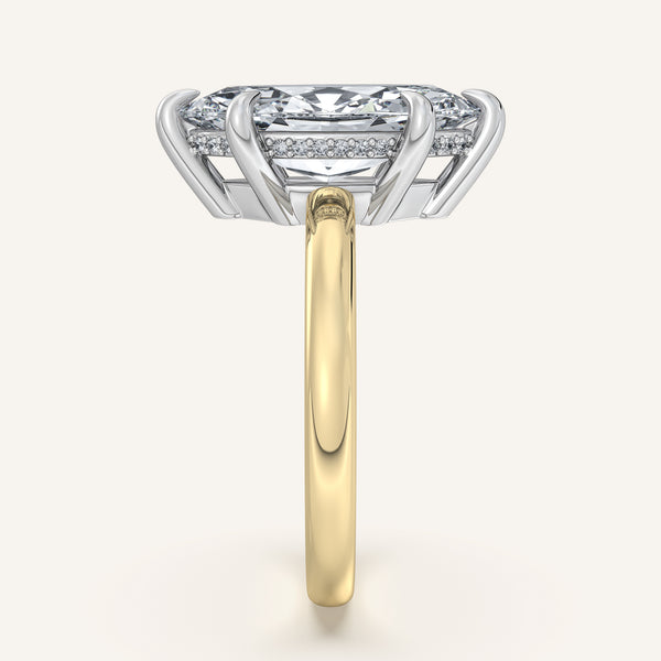Marquise Low Profile Hidden Halo Ring | 14k Two Tone Gold