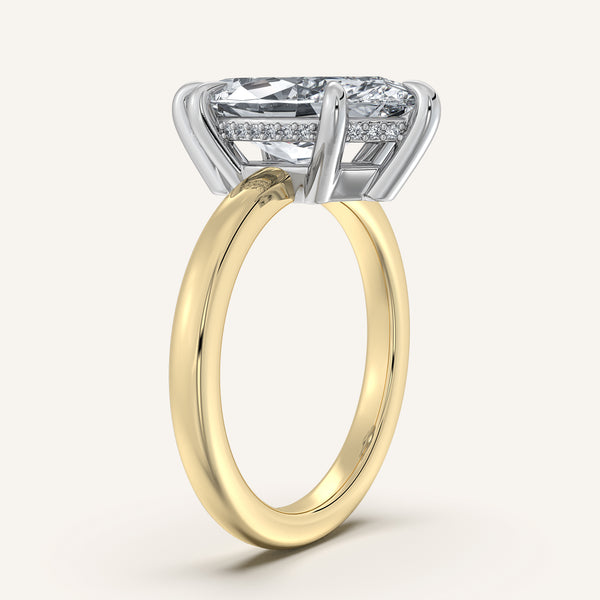 Marquise Low Profile Hidden Halo Ring | 14k Two Tone Gold