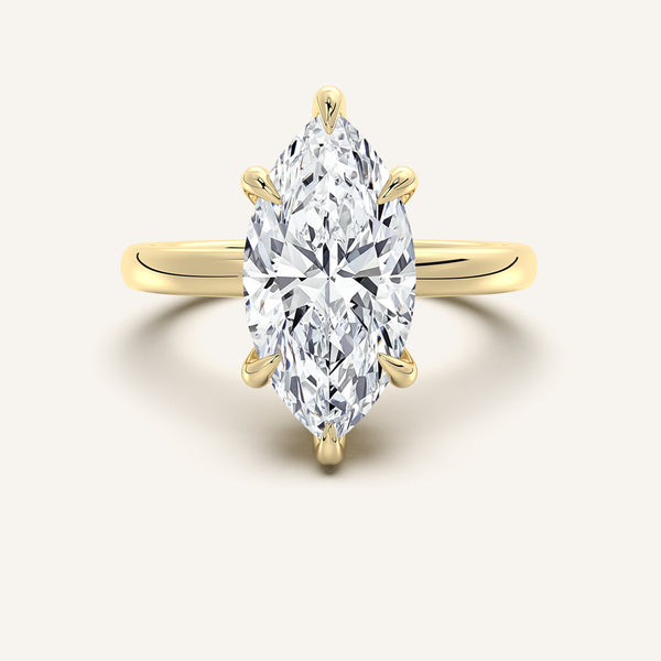 Marquise Low Profile Hidden Halo Ring | 14k Yellow Gold