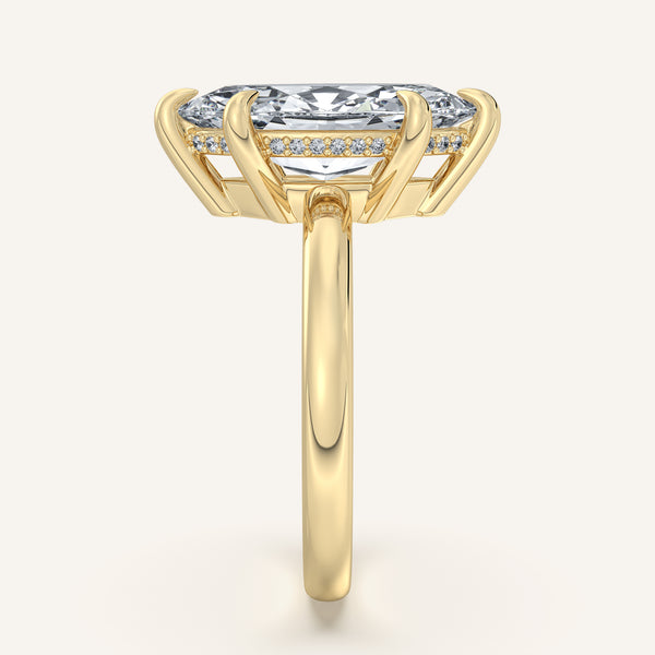Marquise Low Profile Hidden Halo Ring | 18k Yellow Gold