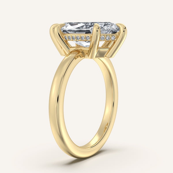 Marquise Low Profile Hidden Halo Ring | 14k Yellow Gold
