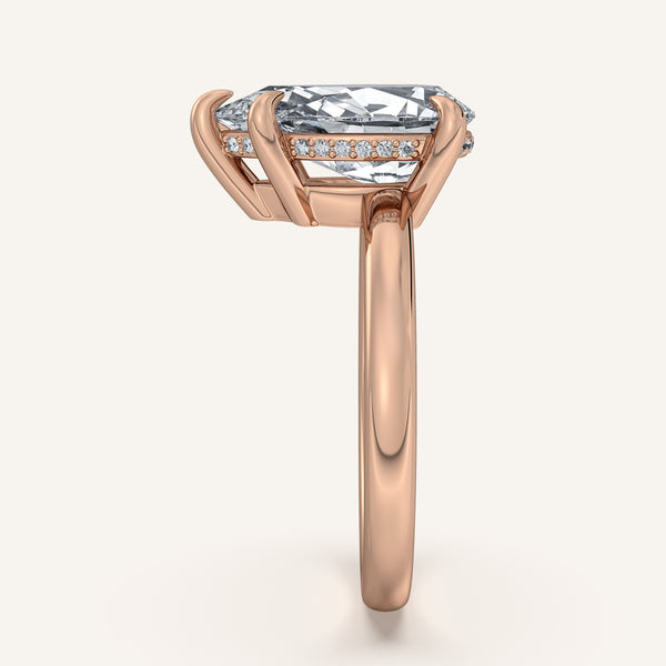 Pear Shape Low Profile Hidden Halo Ring | 18k Rose Gold
