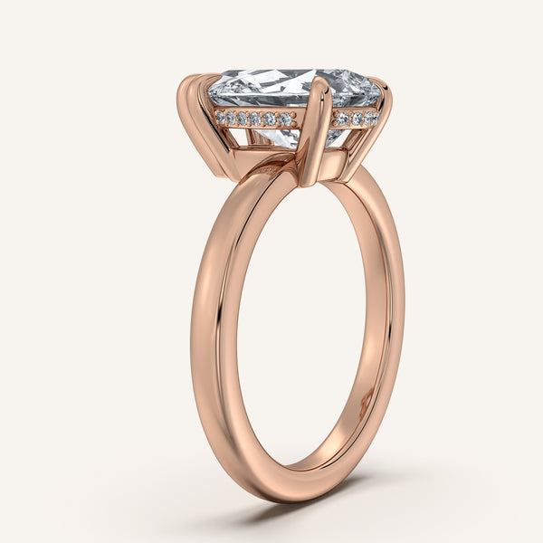 Pear Shape Low Profile Hidden Halo Ring | 14k Rose Gold