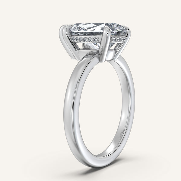 Pear Shape Low Profile Hidden Halo Ring | 18k White Gold
