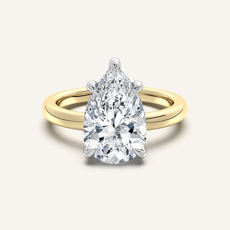 Image for Pear Shape Low Profile Hidden Halo Ring | 18k Two Tone Gold