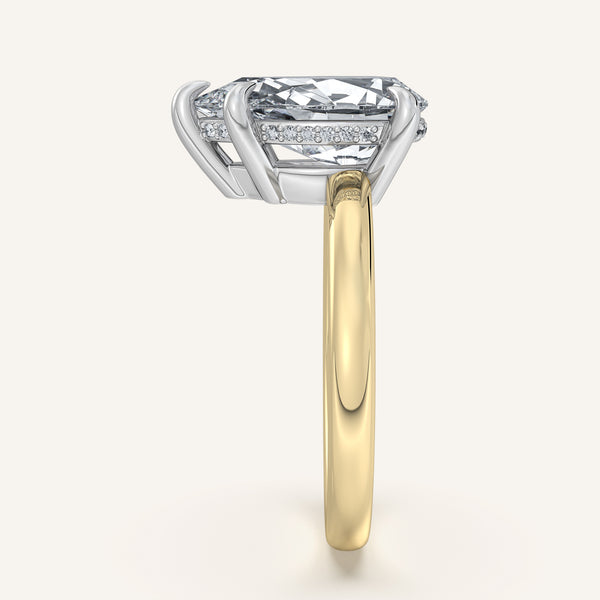 Pear Shape Low Profile Hidden Halo Ring | 18k Two Tone Gold