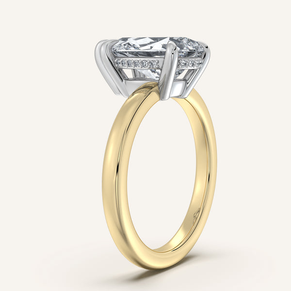 Pear Shape Low Profile Hidden Halo Ring | 18k Two Tone Gold