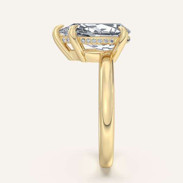 Pear Shape Low Profile Hidden Halo Ring | 18k Yellow Gold