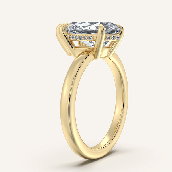 Pear Shape Low Profile Hidden Halo Ring | 14k Yellow Gold