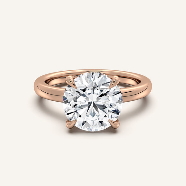 Round Low Profile Hidden Halo Ring | 14k Rose Gold