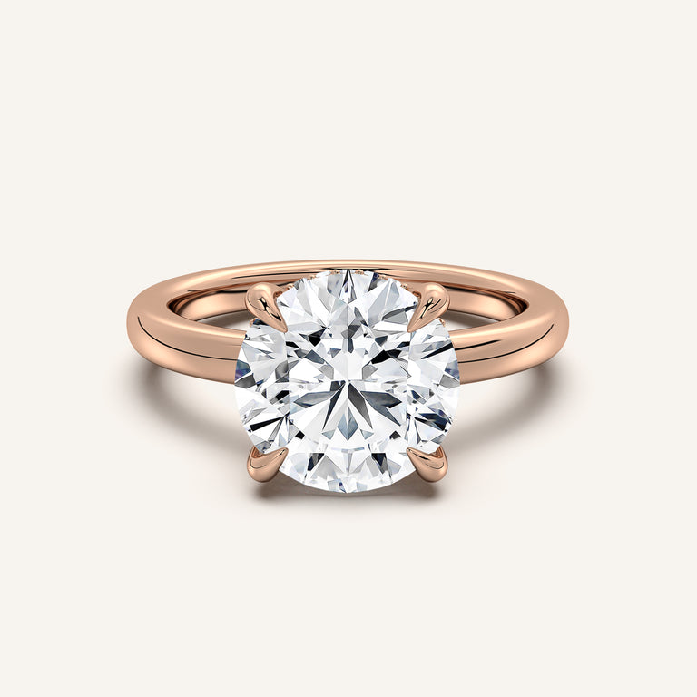 Image for Round Low Profile Hidden Halo Ring | 14k Rose Gold