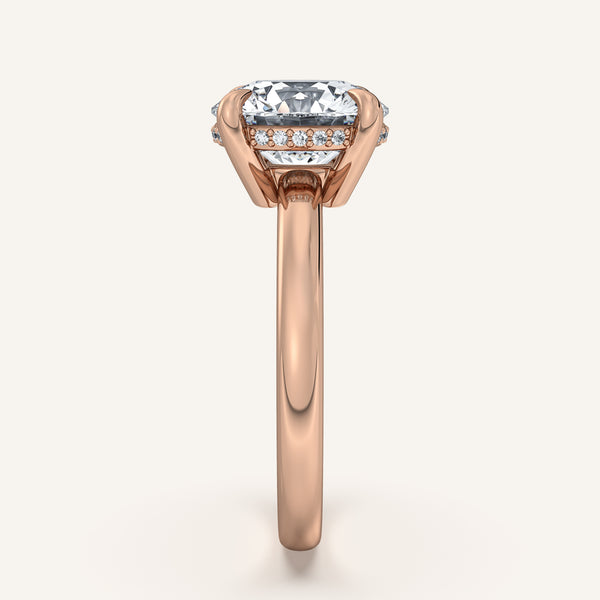 Round Low Profile Hidden Halo Ring | 14k Rose Gold