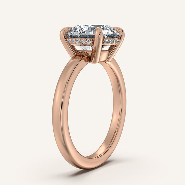 Round Low Profile Hidden Halo Ring | 18k Rose Gold