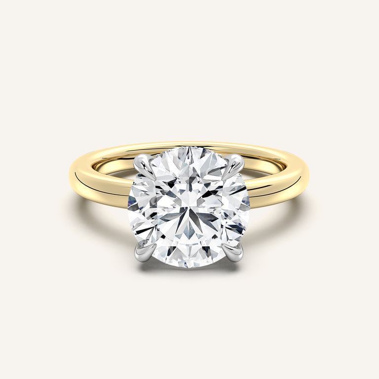 Image for Round Low Profile Hidden Halo Ring | 14k Two Tone Gold