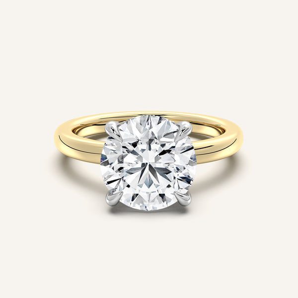 Round Low Profile Hidden Halo Ring | 18k Two Tone Gold