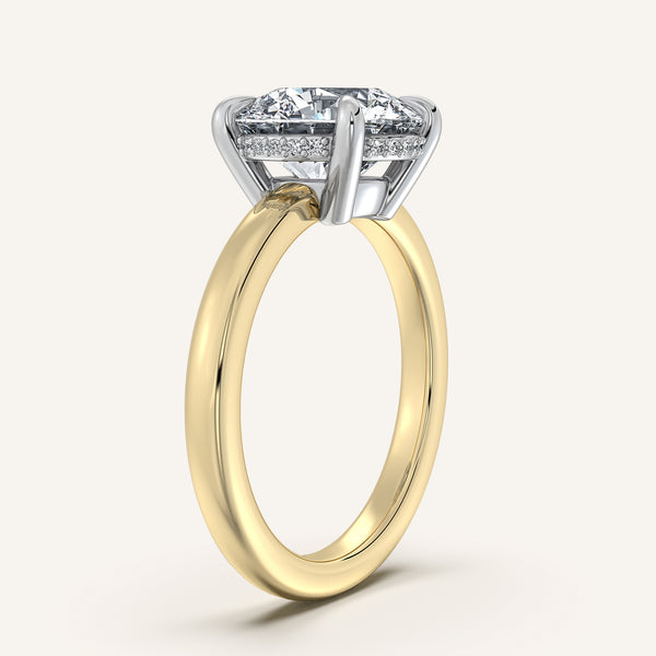 Round Low Profile Hidden Halo Ring | 18k Two Tone Gold