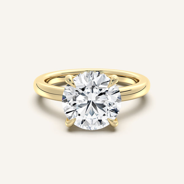 Round Low Profile Hidden Halo Ring | 14k Yellow Gold