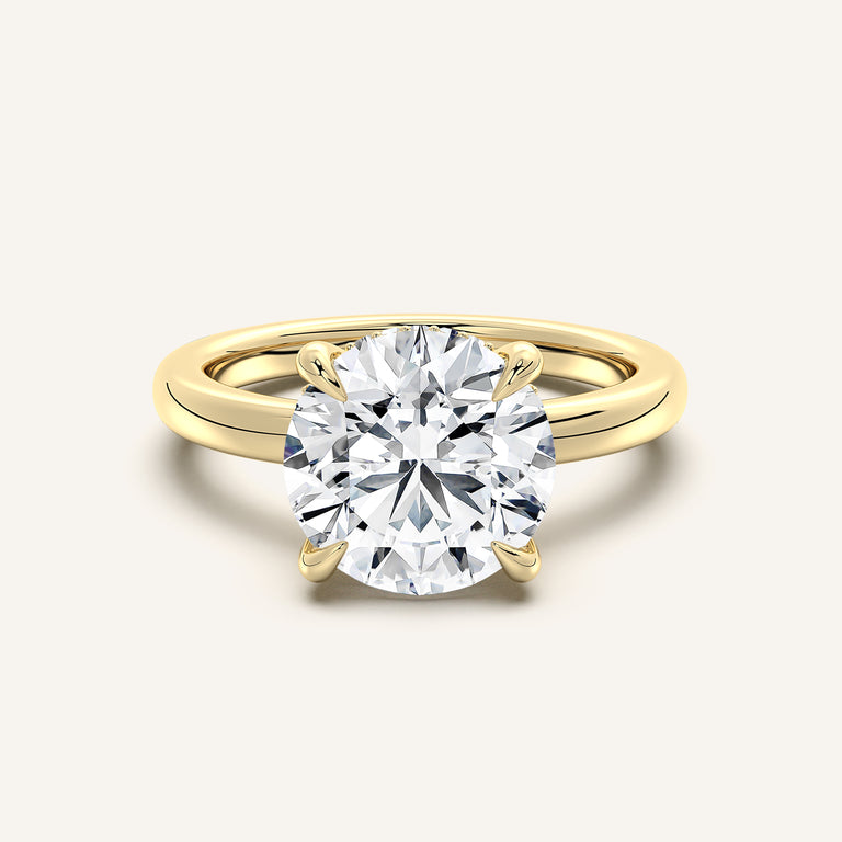 Image for Round Low Profile Hidden Halo Ring | 14k Yellow Gold