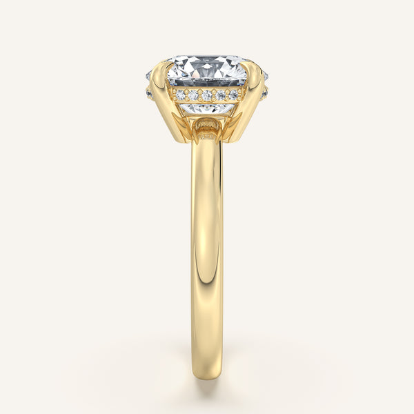 Round Low Profile Hidden Halo Ring | 18k Yellow Gold