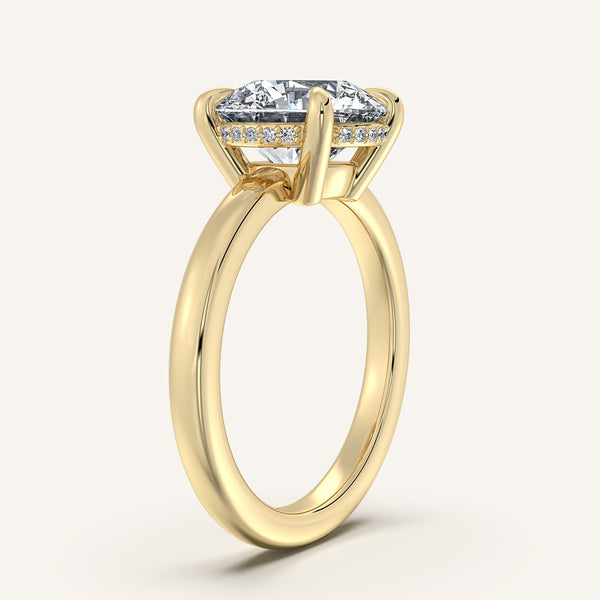 Round Low Profile Hidden Halo Ring | 14k Yellow Gold